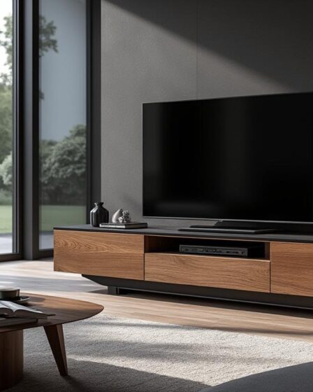 découvrez notre comparatif des meilleurs meubles tv, mettant en avant le kaorka k16 xs 120 cm en noyer. trouvez le meuble idéal qui allie esthétique et fonctionnalité pour sublimer votre salon.