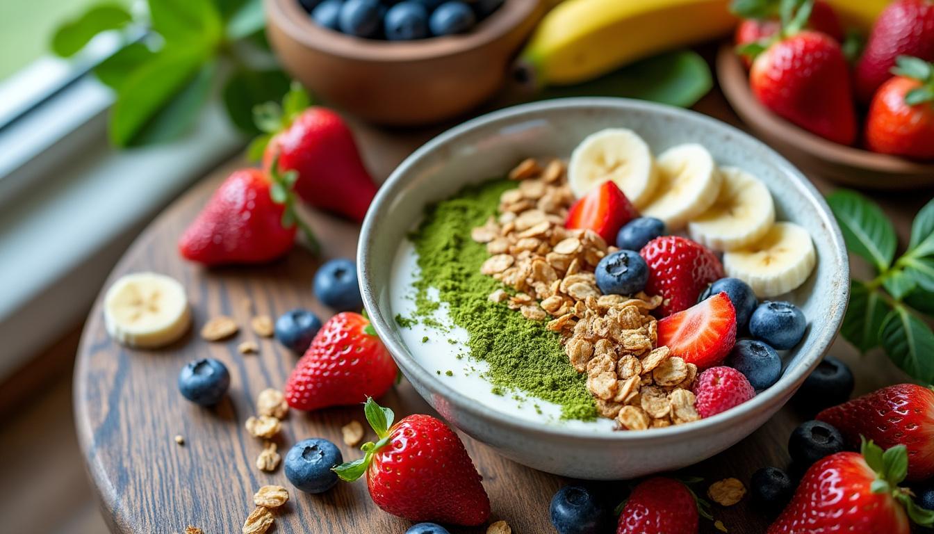 découvrez le granola de claire au matcha, une fusion délicieuse et saine qui éveillera vos papilles. offrez-vous une expérience culinaire unique, alliant croquant et saveurs subtiles pour un petit-déjeuner ou une collation inoubliable.