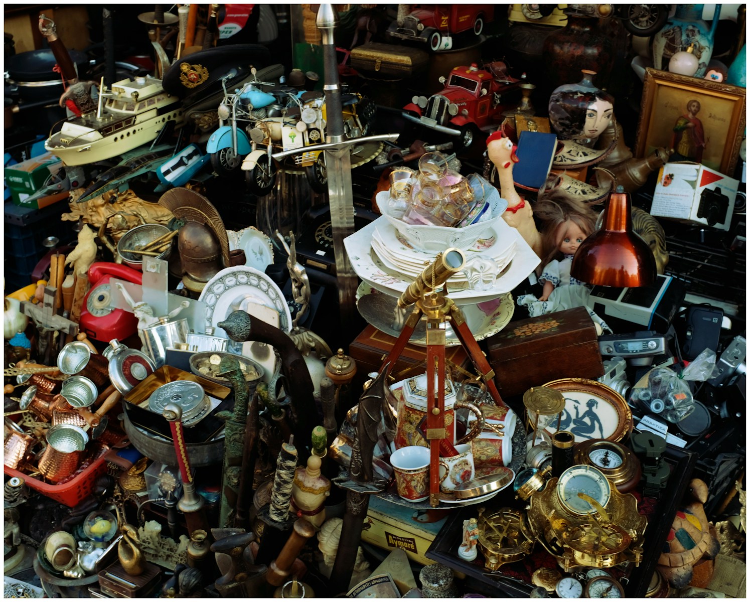 Collection of various antique objects and toys