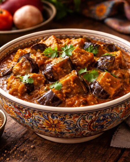 apprenez à réaliser un curry d'aubergine indien savoureux et authentique, parfait pour impressionner vos invités avec des saveurs exotiques et épicées.