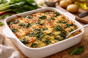 apprenez à préparer un gratin de blettes aux pommes de terre savoureux et léger, sans béchamel, en quelques minutes seulement.