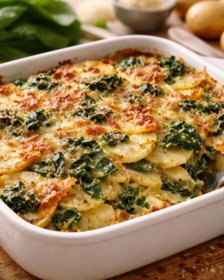 apprenez à préparer un gratin de blettes aux pommes de terre savoureux et léger, sans béchamel, en quelques minutes seulement.