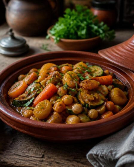 découvrez le tajine végétarien sucré salé, une délicieuse fusion de saveurs et de textures qui ravira vos papilles avec ses ingrédients savoureux et son équilibre parfait.